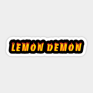 Lemon Demon- Word- Flames- Rock Sticker